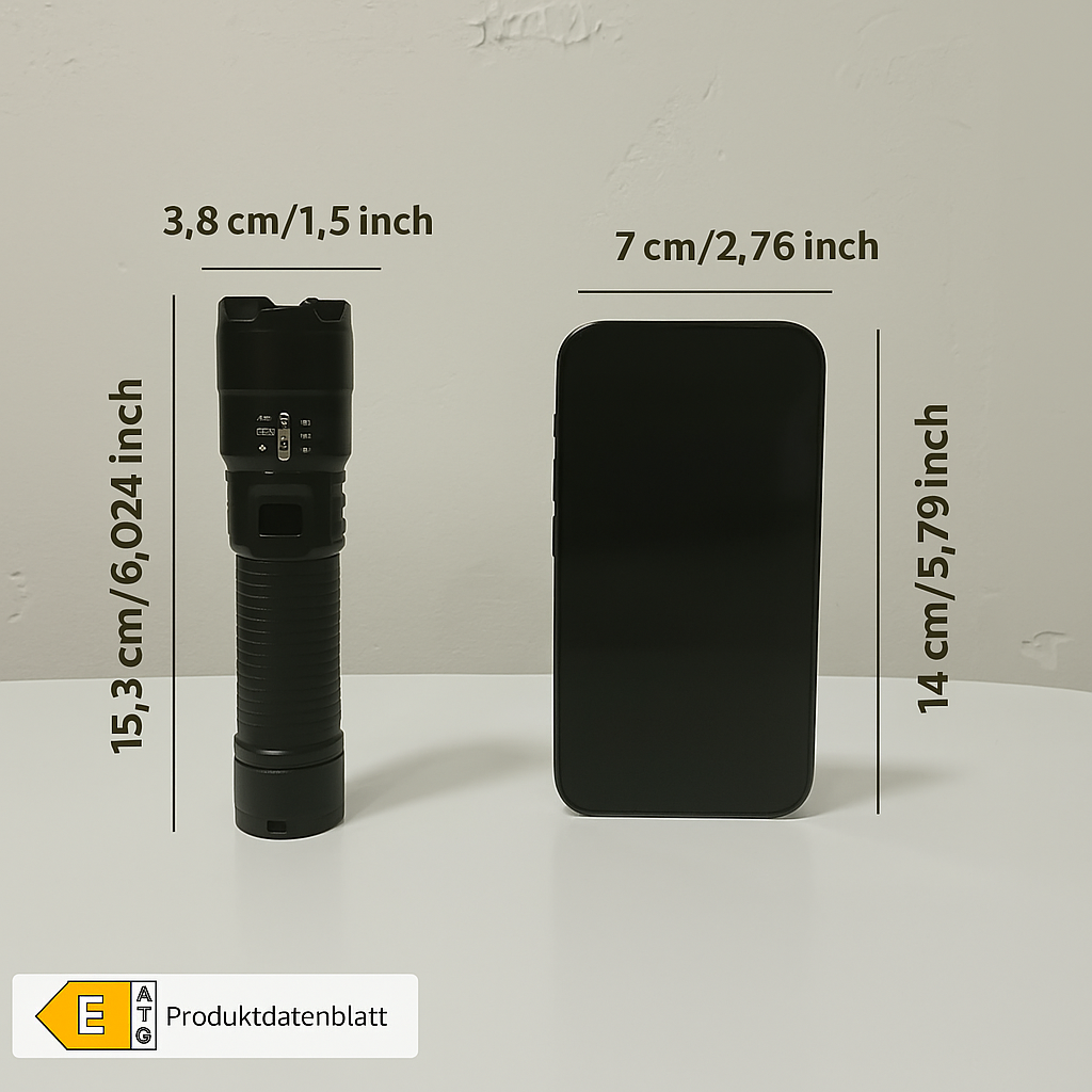 2er-Set LED-Taschenlampen – Kompakt, wiederaufladbar, lange Akkulaufzeit
