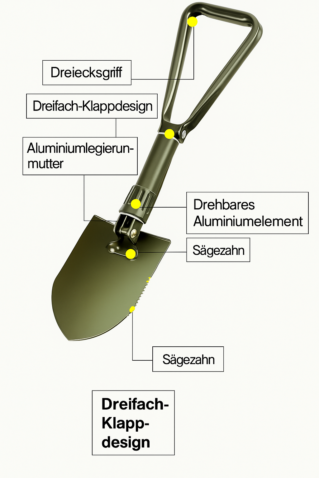 Faltbare Schaufel – Robustes Multifunktionstool für Outdoor-Abenteuer (Grün/Schwarz)