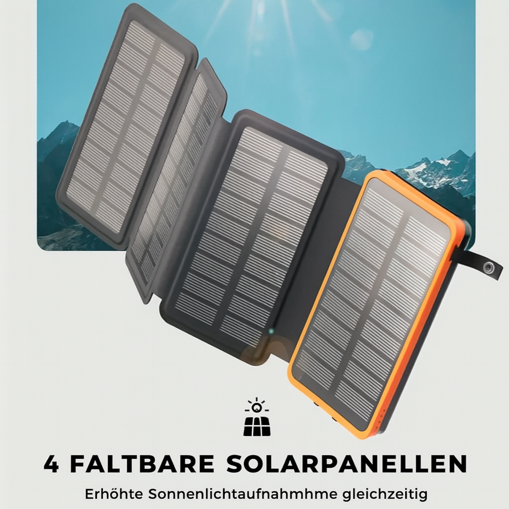 Solar Powerbank 25.000 mAh – Tragbare Schnelllade-Powerbank