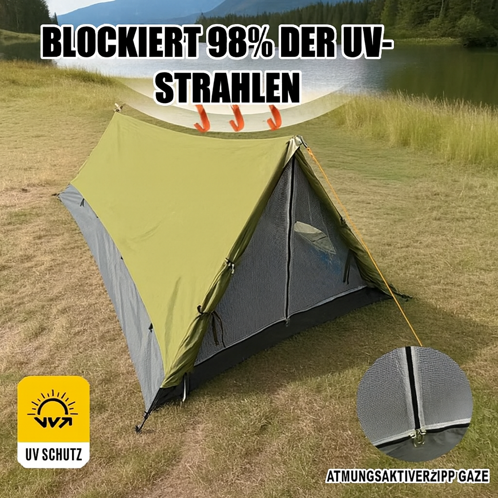 Zelt mit Reißverschluss 1-2-Personen Ultraleicht | 4-Jahreszeiten-Rucksackzelt