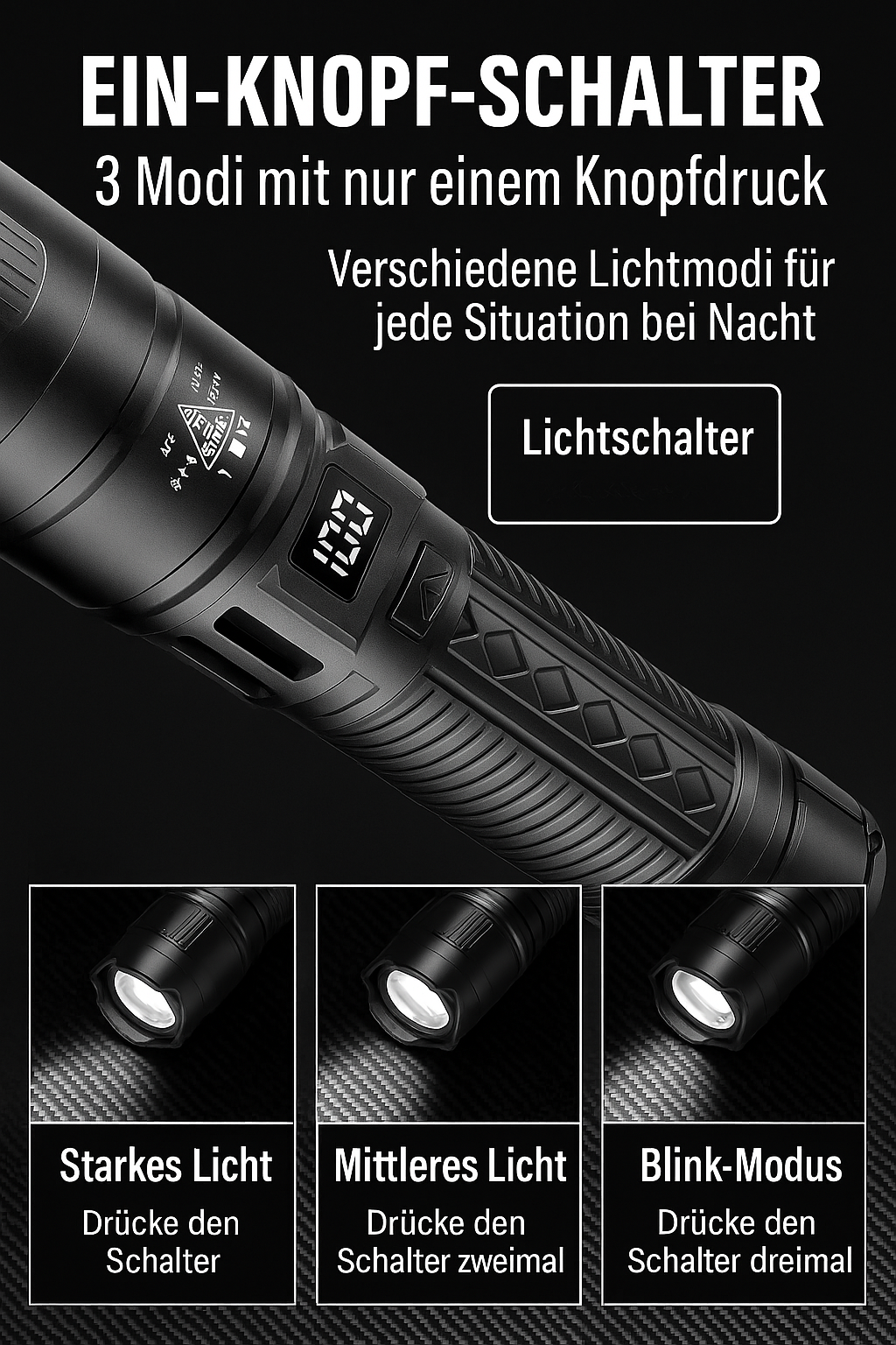2er-Set LED-Taschenlampen – Kompakt, wiederaufladbar, lange Akkulaufzeit