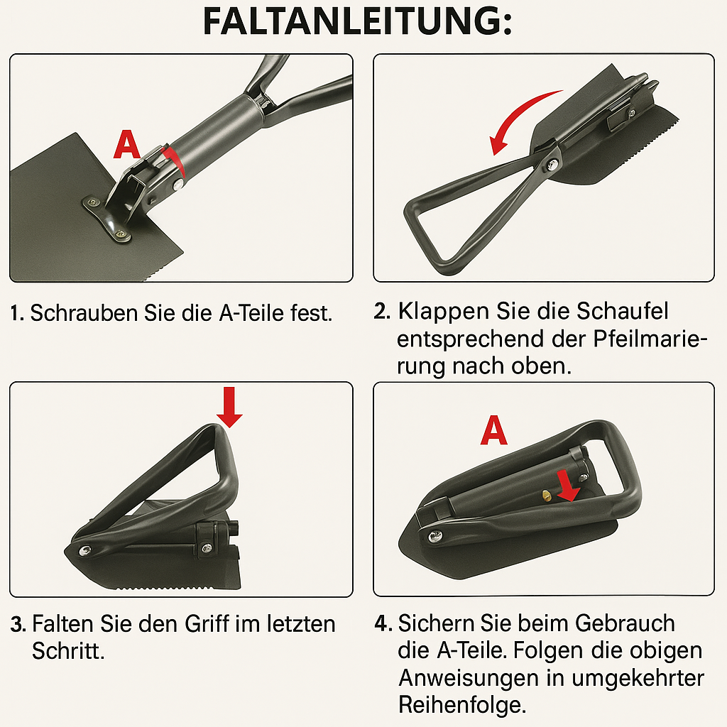 Faltbare Schaufel – Robustes Multifunktionstool für Outdoor-Abenteuer (Grün/Schwarz)