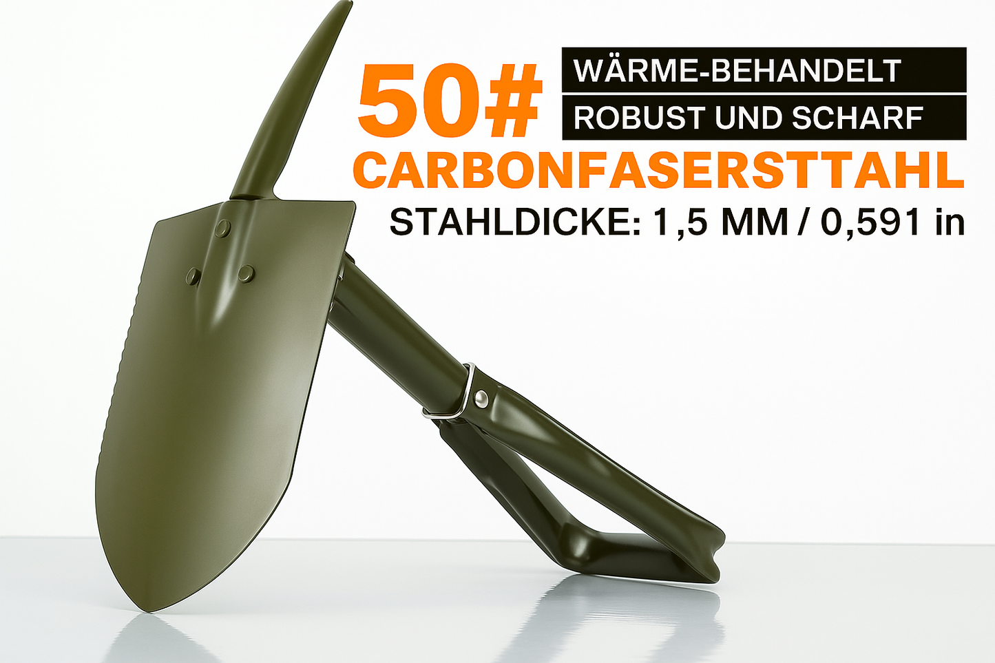 Faltbare Schaufel – Robustes Multifunktionstool für Outdoor-Abenteuer (Grün/Schwarz)