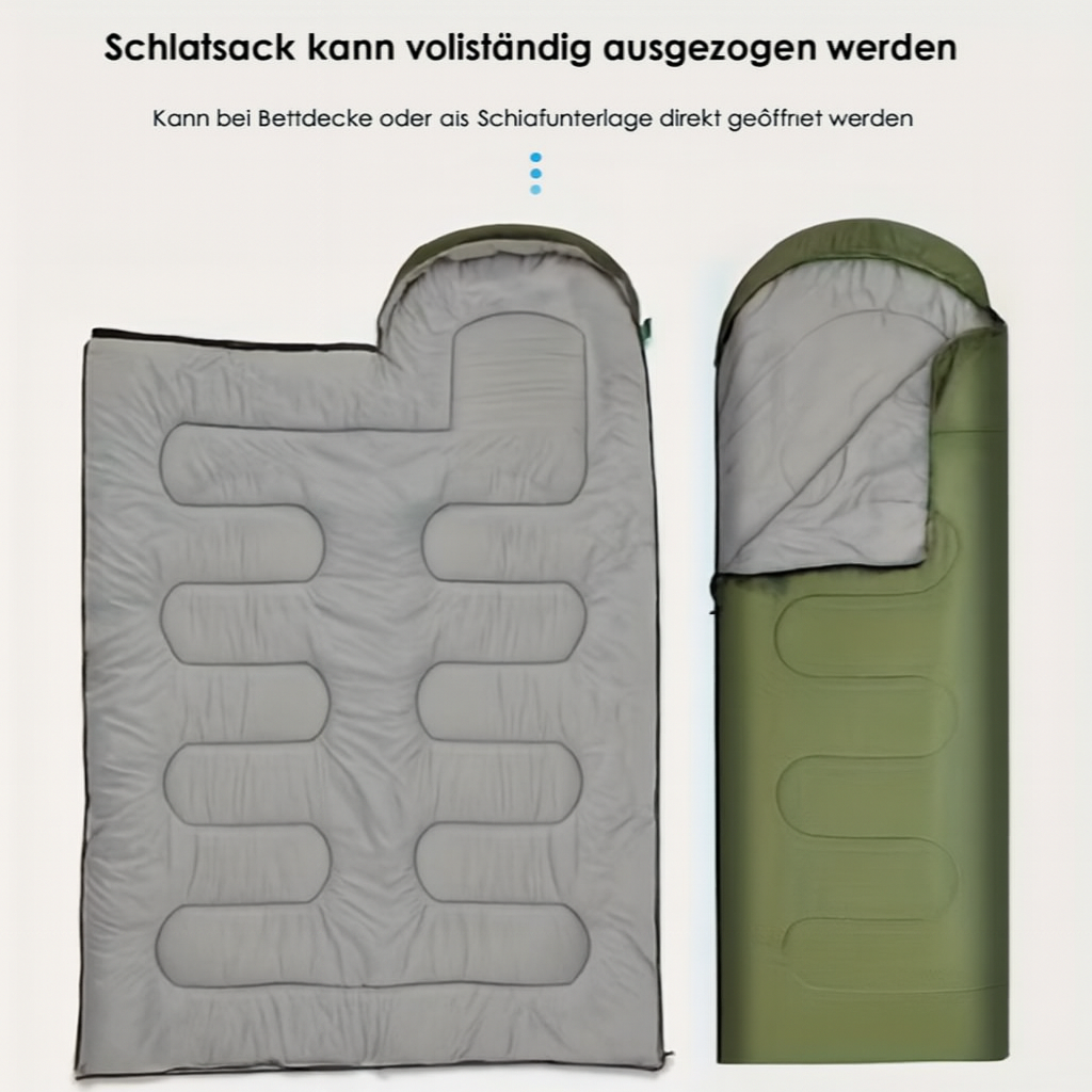 Schlafsack für Erwachsene – Kompakt & Warm, Ganzjahres-Campingschlafsack (Grün / Navy)