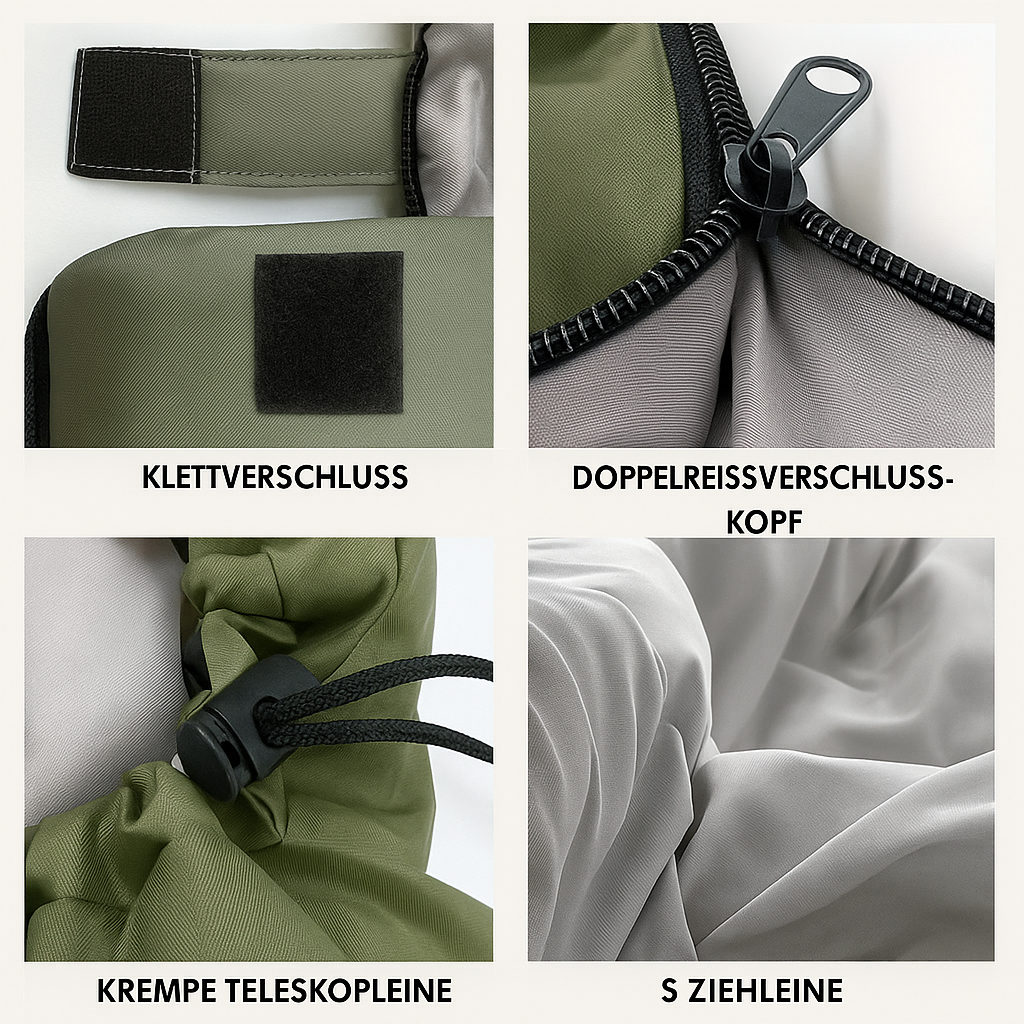 Schlafsack für Erwachsene – Kompakt & Warm, Ganzjahres-Campingschlafsack (Grün / Navy)
