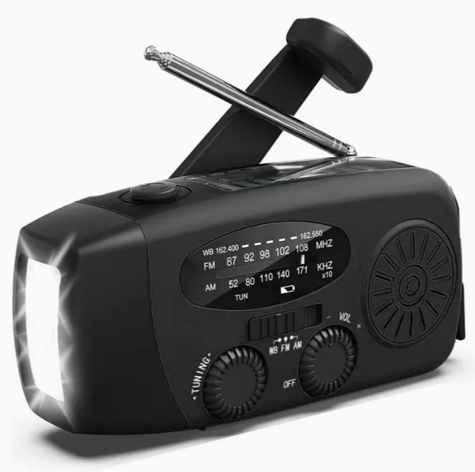 Notfallradio mit LED-Taschenlampe, Kurbel- & Solarladung – Kompakt, robust & zuverlässig