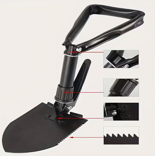 Faltbare Schaufel – Robustes Multifunktionstool für Outdoor-Abenteuer (Grün/Schwarz)