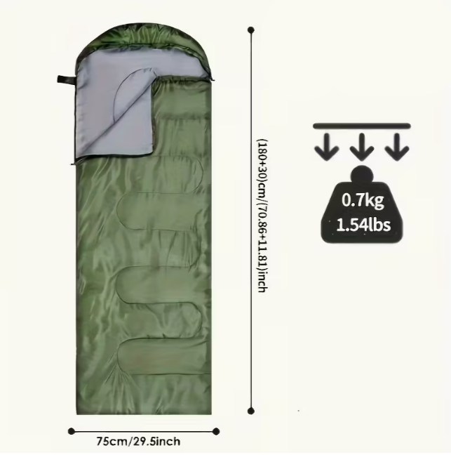 Schlafsack für Erwachsene – Kompakt & Warm, Ganzjahres-Campingschlafsack (Grün / Navy)